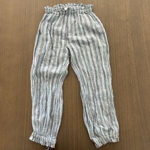 DOEN Blue Striped Girls Lightweight Linen Pants Size 6